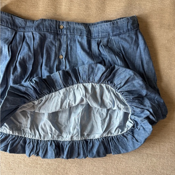 GAP Denim Chambray Bubble Mini Skirt Women’s Medium Indigo Pleated Button Front - Picture 9 of 14
